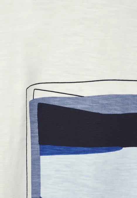 Slub T-shirt met print pearl white