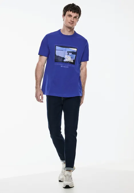 Slub T-shirt met print maritime blue