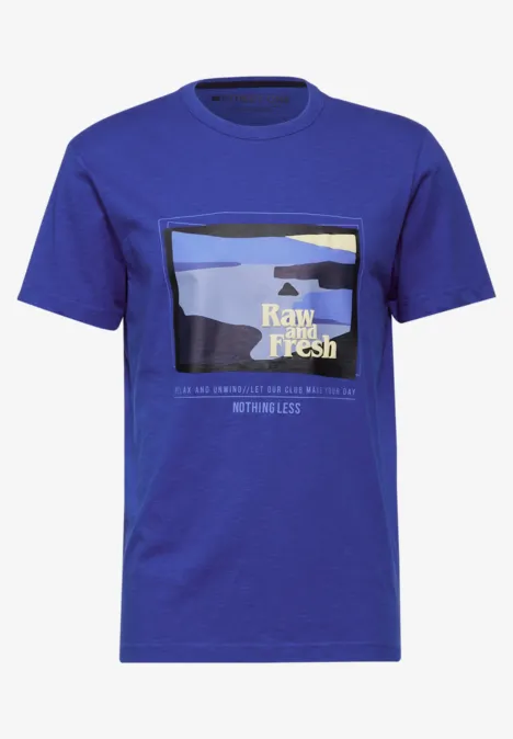 Slub T-shirt met print maritime blue