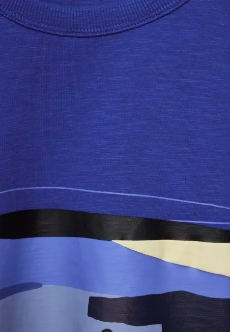 Slub T-shirt met print maritime blue