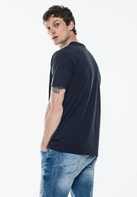 Slub T-shirt met print dark maritime blue