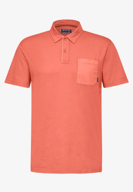 Garmend Dye Slub Poloshirt sea coral red