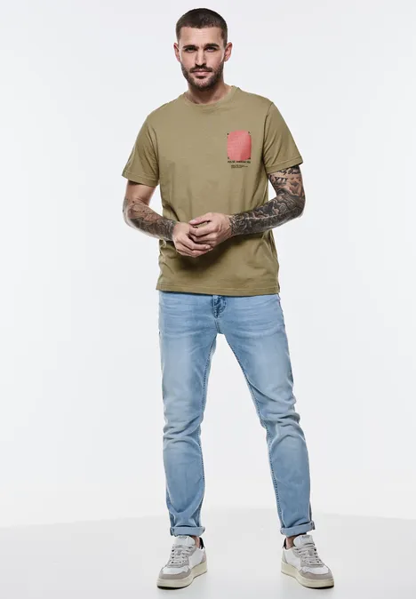 T-shirt met print op de borst beach sand