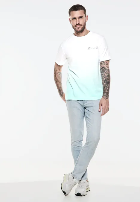 T-shirt met kleurverloop light turquoise