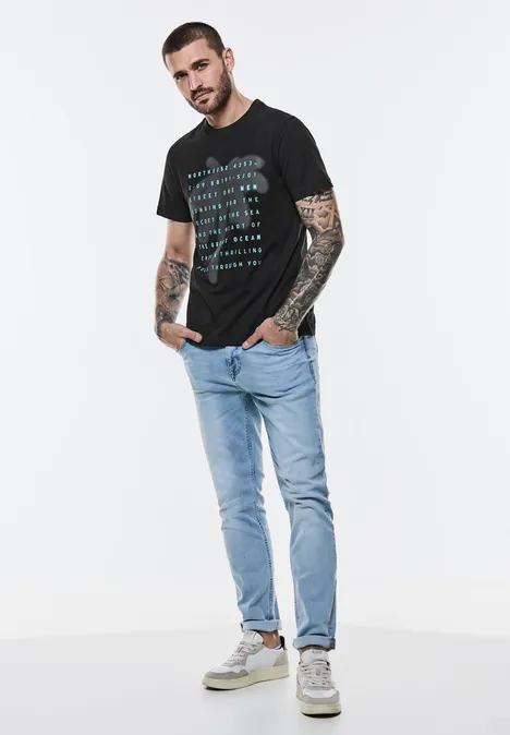 T-shirt met palmenprint Black