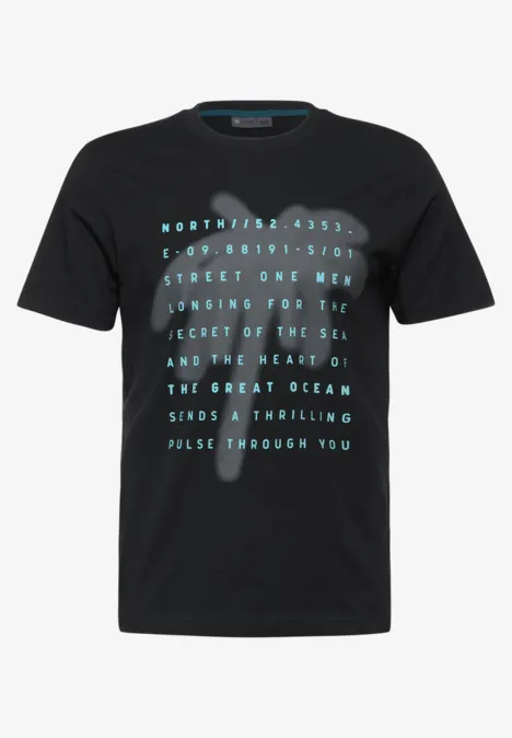 T-shirt met palmenprint Black