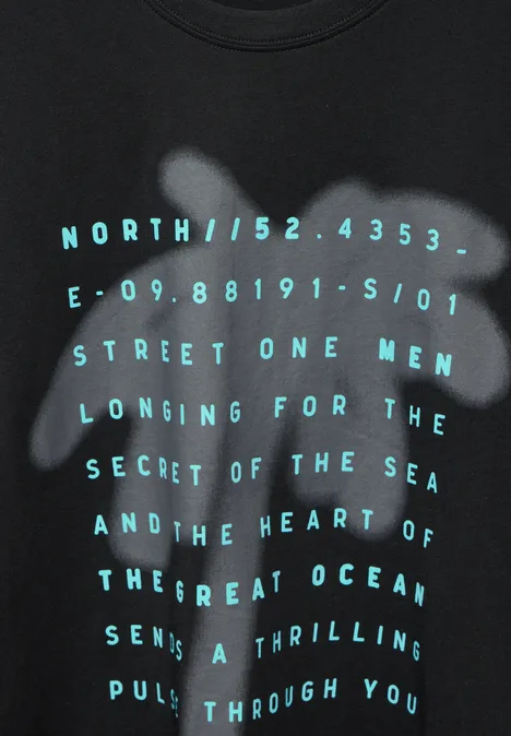 T-shirt met palmenprint Black