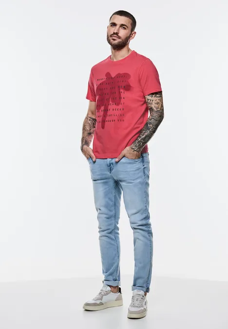 T-shirt met palmenprint Crab Red
