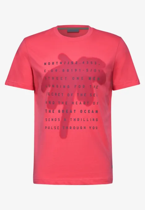 T-shirt met palmenprint Crab Red