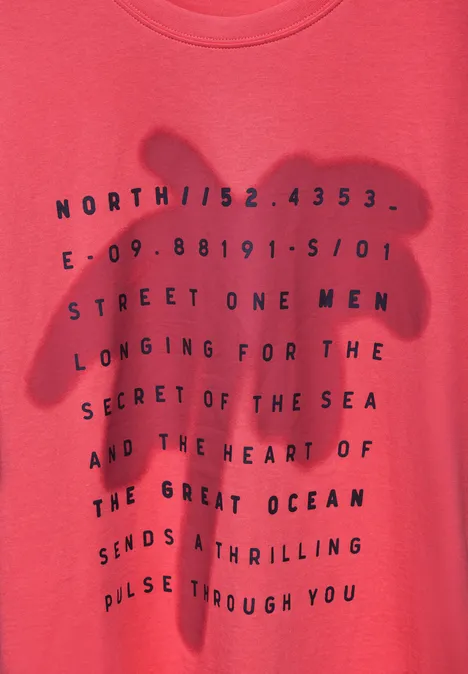 T-shirt met palmenprint Crab Red