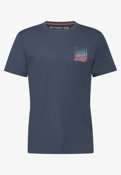 T-Shirt mit Brustprint marine blue