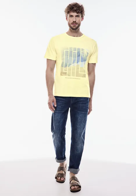 T-shirt met print op de voorkant sunglow yellow
