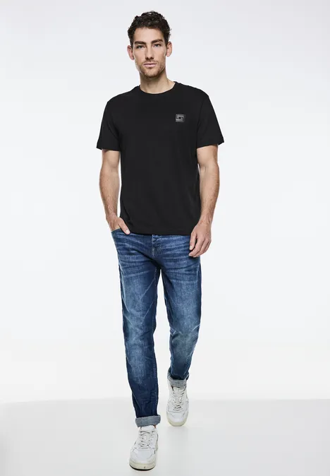 T-shirt met artwork op de borst Black