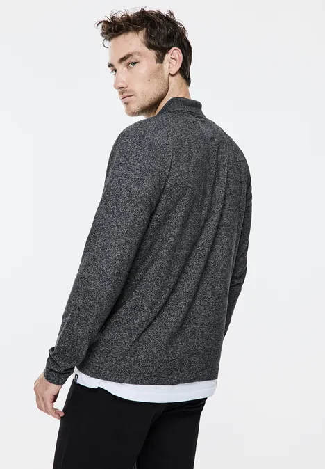 Piqué polo lange mouw anthra grey melange