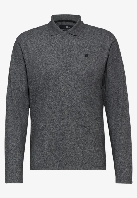 Piqué polo lange mouw anthra grey melange