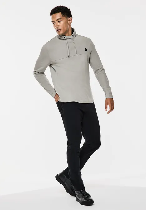 Jaquard-Langarmshirt warm grey melange