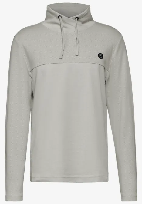 Jaquard-Langarmshirt warm grey melange