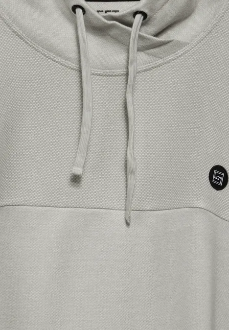 Jaquard-Langarmshirt warm grey melange