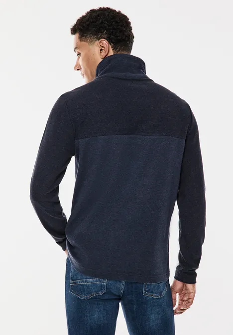 Jaquard-Langarmshirt night blue