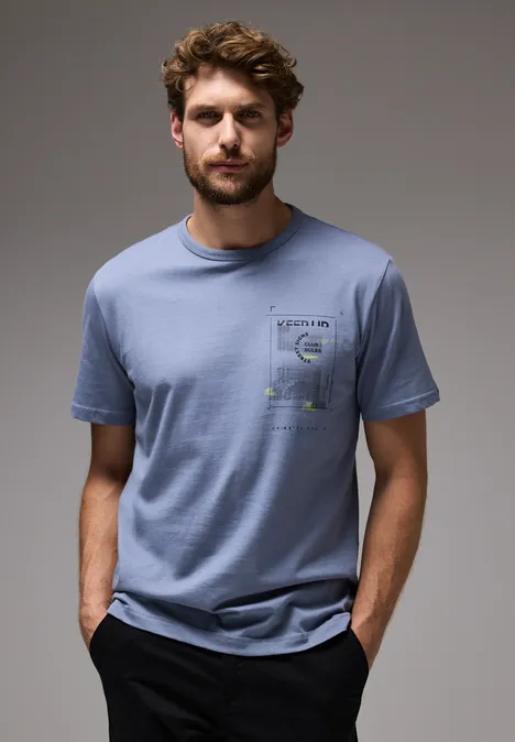 T-Shirt mit Chestprint city grey T-Shirt mit Chestprint city grey