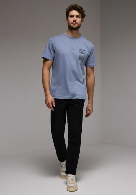 T-shirt met borstprint city grey