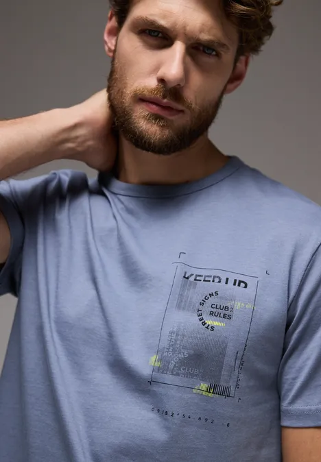 T-shirt met borstprint city grey