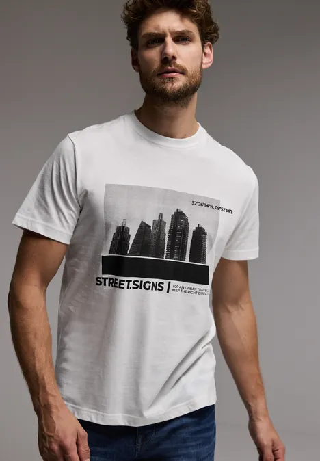 T-shirt met skyline-print bright white