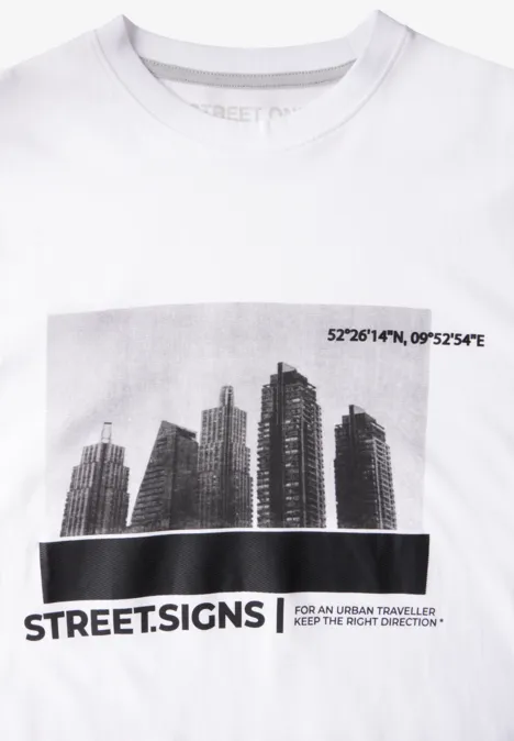 T-shirt met skyline-print bright white