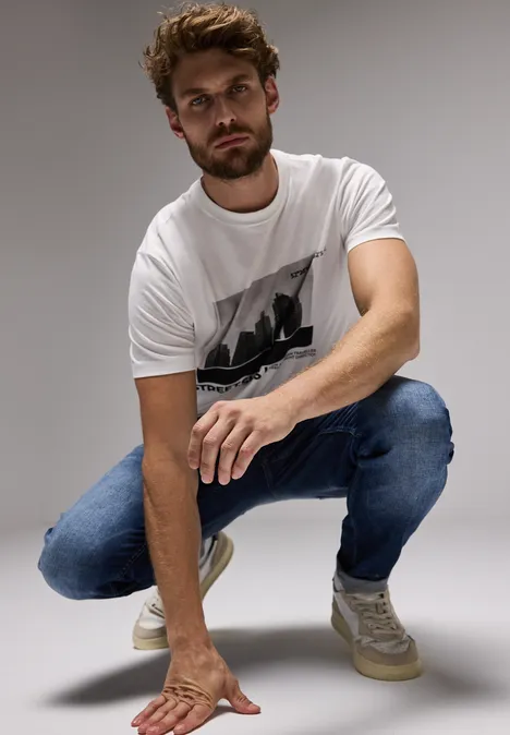 T-shirt met skyline-print bright white