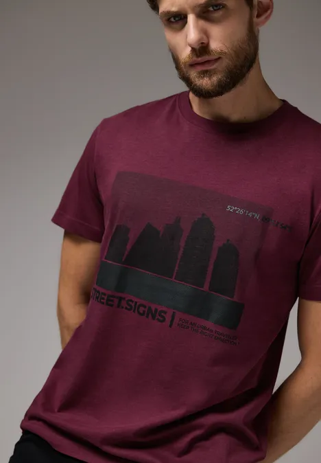 T-Shirt mit Skyline-Print dusty red T-Shirt mit Skyline-Print dusty red