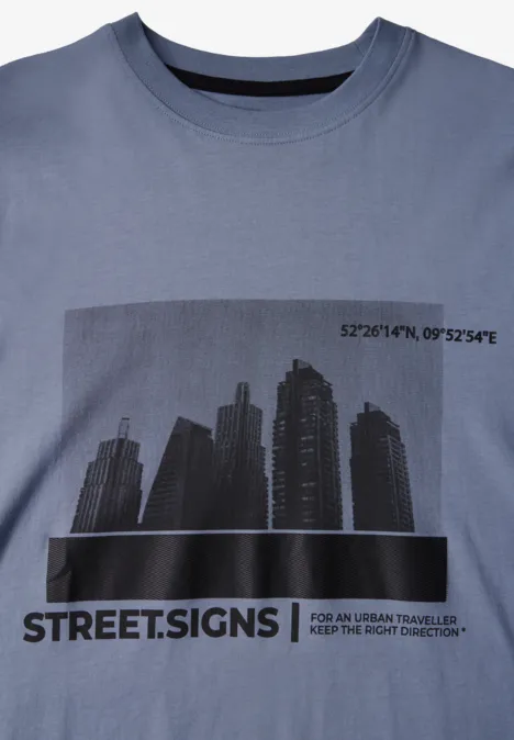 T-shirt met skyline-print city grey