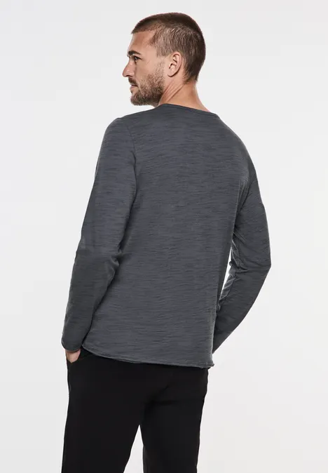 Melange V-Neck Longsleeve heavy grey