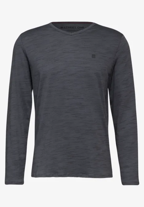 Melange V-Neck Longsleeve heavy grey