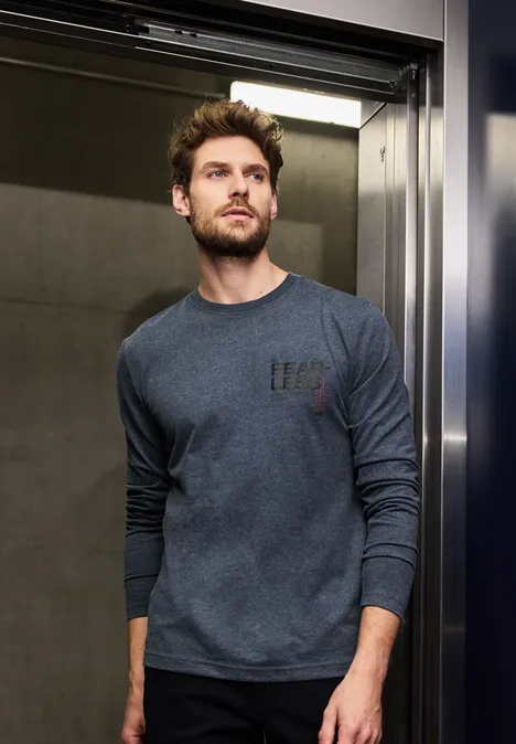 Softes Longsleeve mit Print dark blue melange Softes Longsleeve mit Print dark blue melange