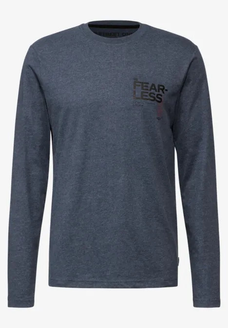 T-shirt long doux avec imprimé dark blue melange T-shirt long doux avec imprimé dark blue melange