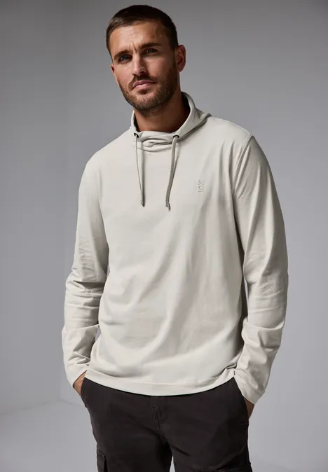 Zacht shirt met trechtervormige hals soft sand