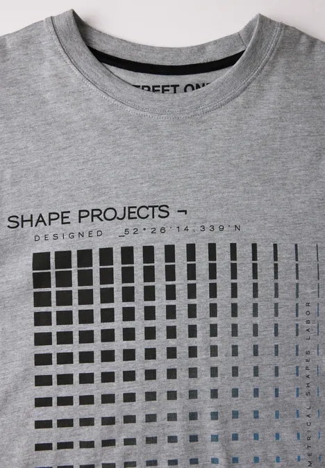 T-shirt met print op voorzijde silver grey melange T-shirt met print op voorzijde silver grey melange