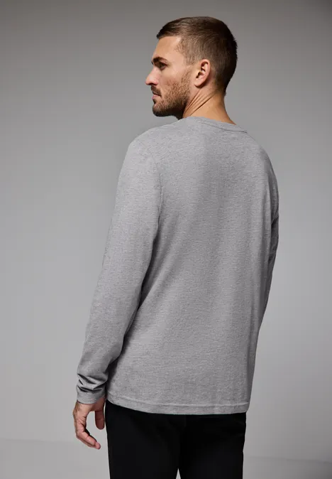 Shirt met lange mouwen en print silver grey melange