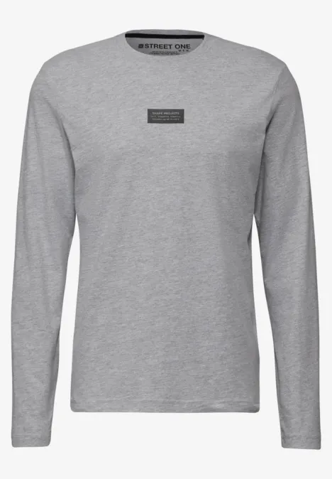 Shirt met lange mouwen en print silver grey melange
