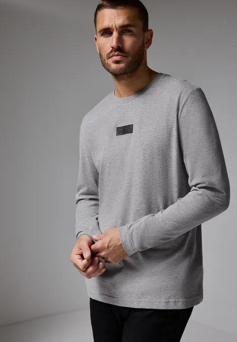 Shirt met lange mouwen en print silver grey melange
