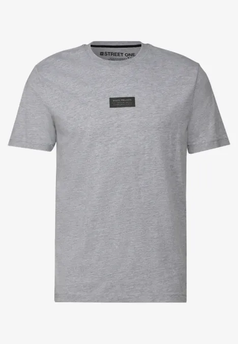 T-shirt met kleine opdruk silver grey melange