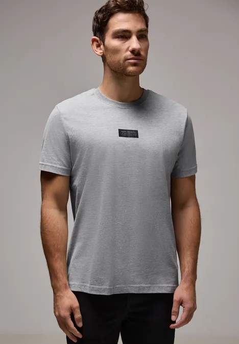 T-shirt met kleine opdruk silver grey melange