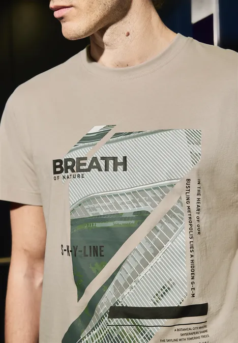 T-shirt avec photo imprimée granite beige