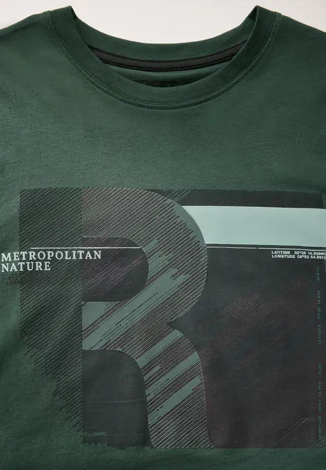 T-shirt met print mineral green