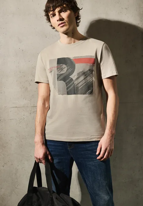T-Shirt mit Print granite beige T-Shirt mit Print granite beige
