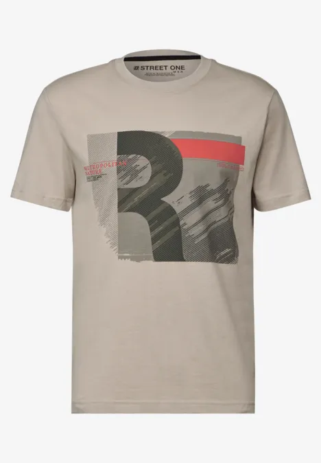 T-shirt met print granite beige