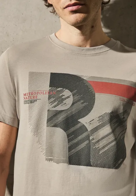 T-shirt met print granite beige