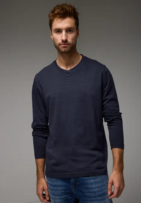 Gestreept shirt met lange mouwen night blue