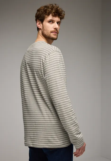 Gestreept shirt met lange mouwen granite beige