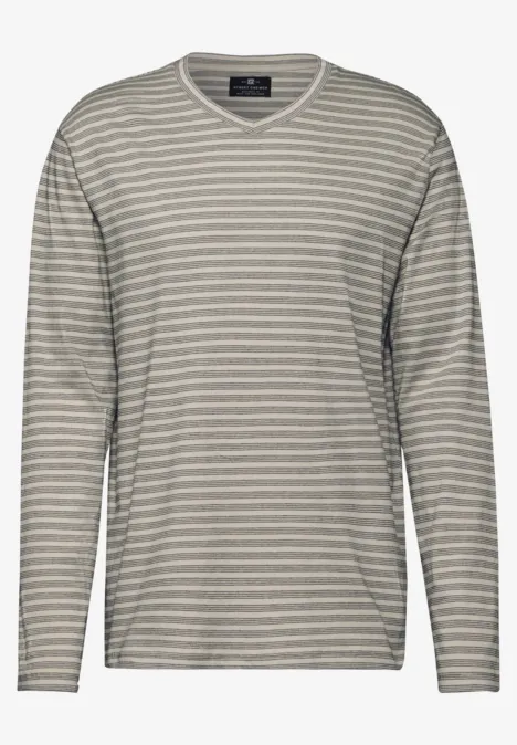 Gestreept shirt met lange mouwen granite beige